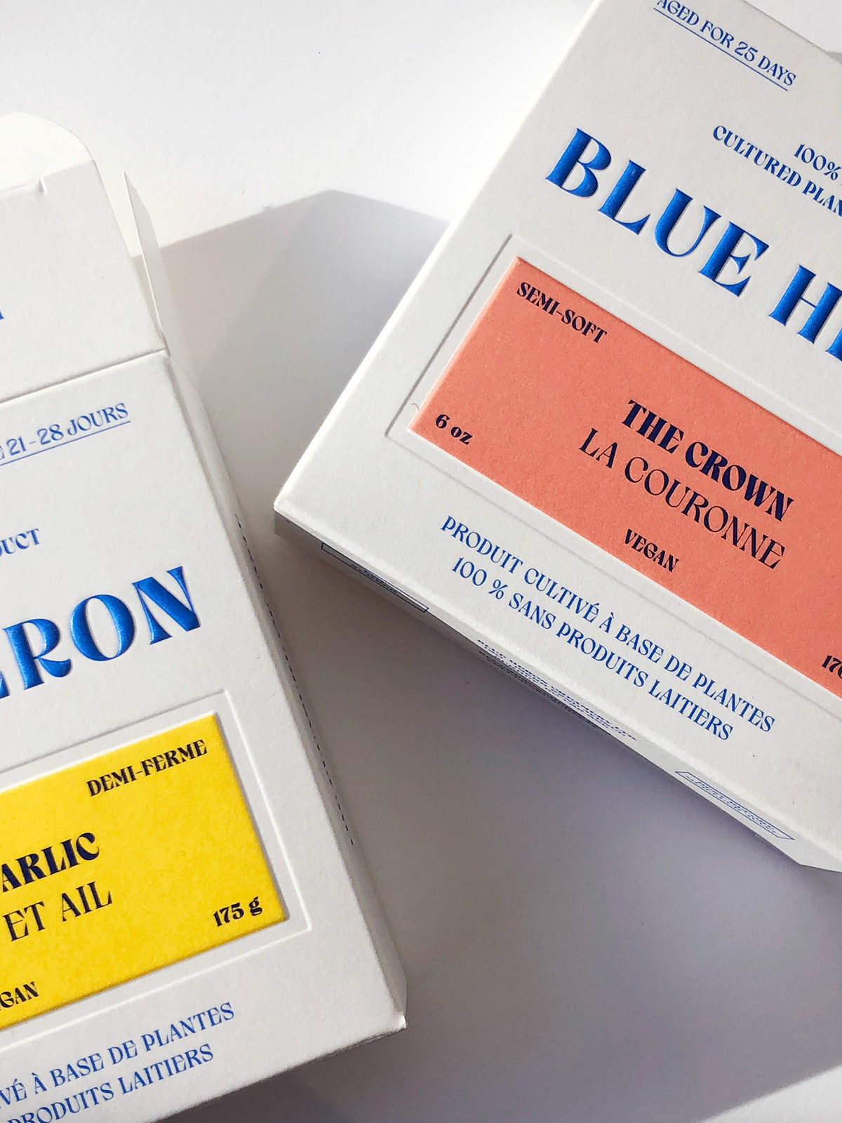 Custom box design for Blue Heron, plant based cheese.