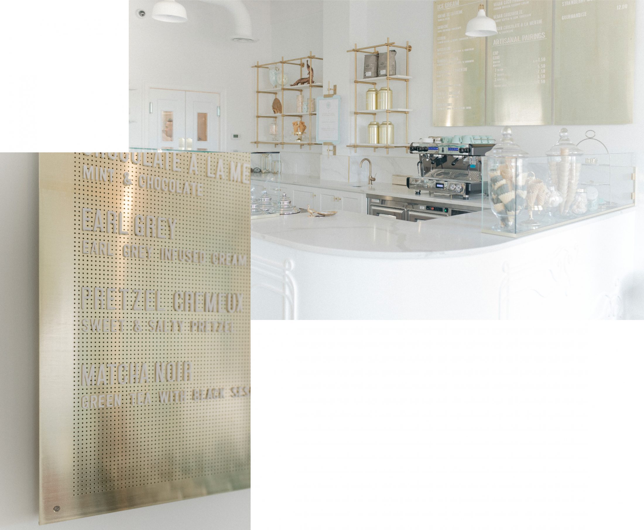 Custom menu design and fabrication for interior design of La Glace ice cream shop.