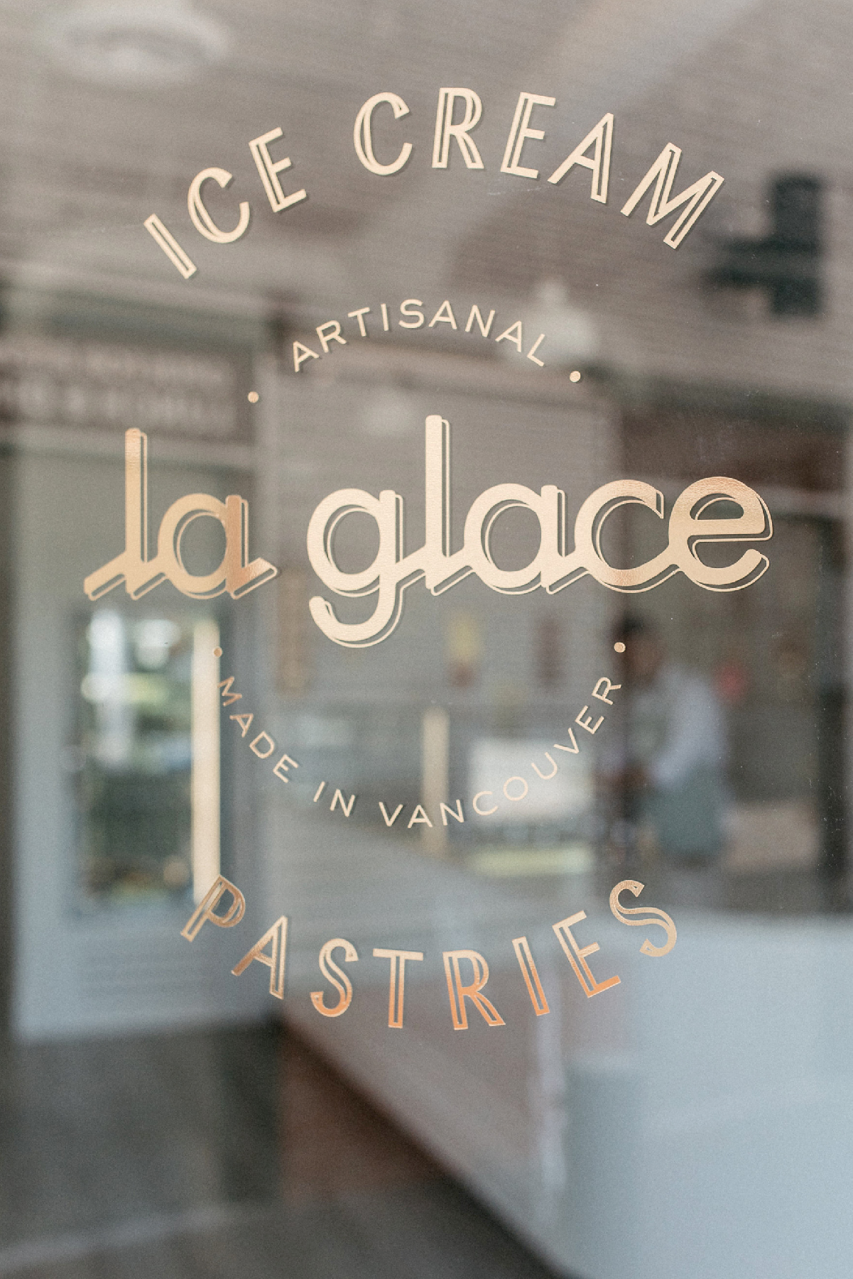 Signage, branding and interior design for La Glace.