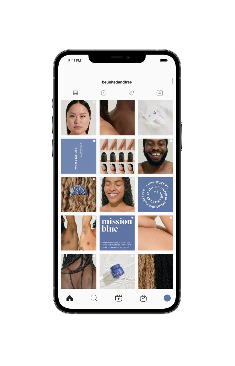Social media campaign, instagram design for skin and hair care brand United & Free