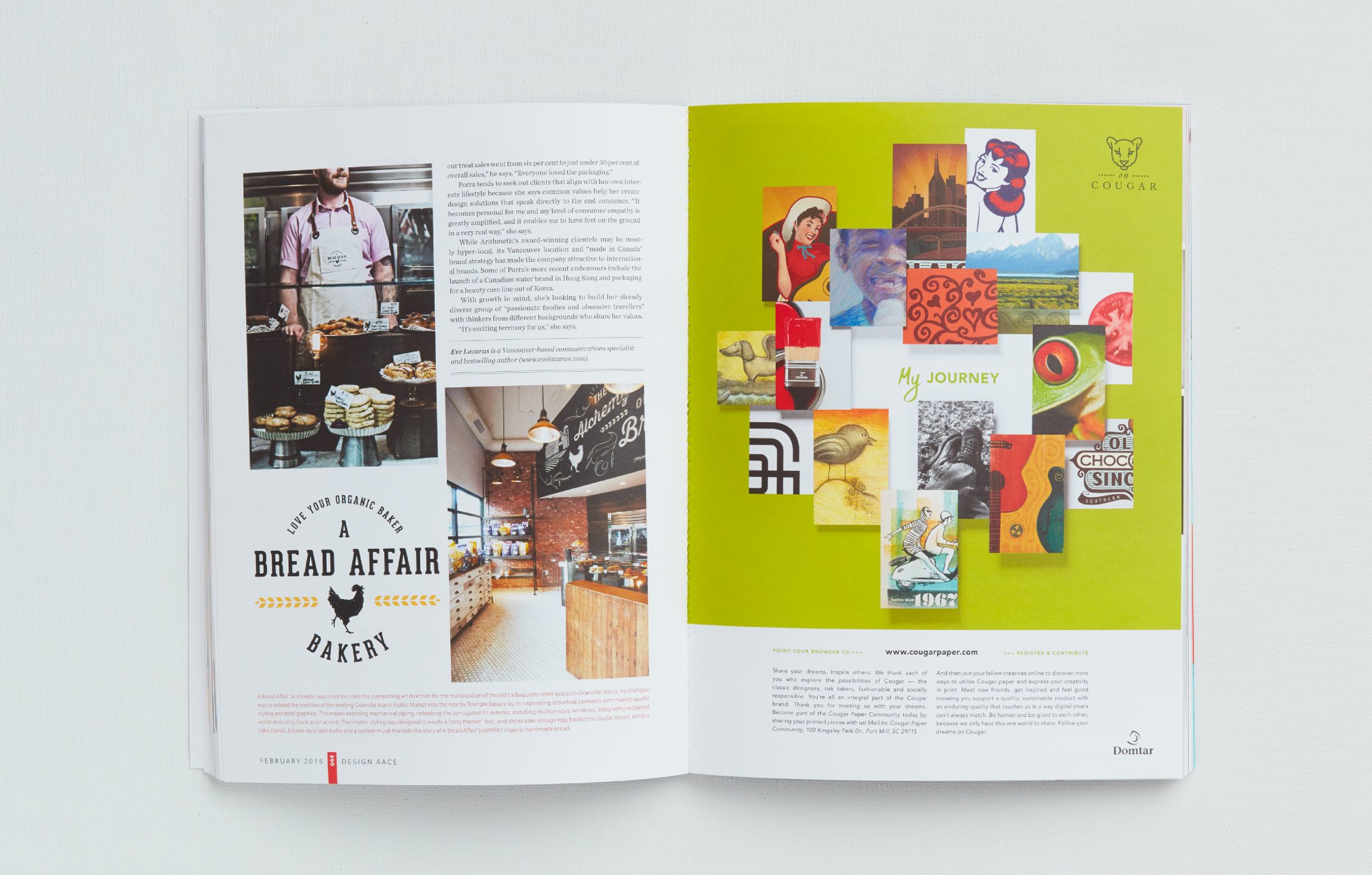 Applied Arts 153 featuring arithmetic profile, and A Bread Affair branding and interior design.