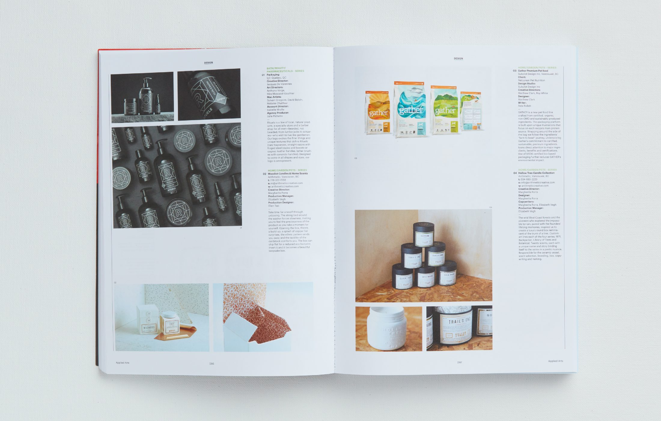 Applied Arts Awards Big Book featuring branding and packaging design for Woodlot Candle, Hollow Tree by arithmetic creative.