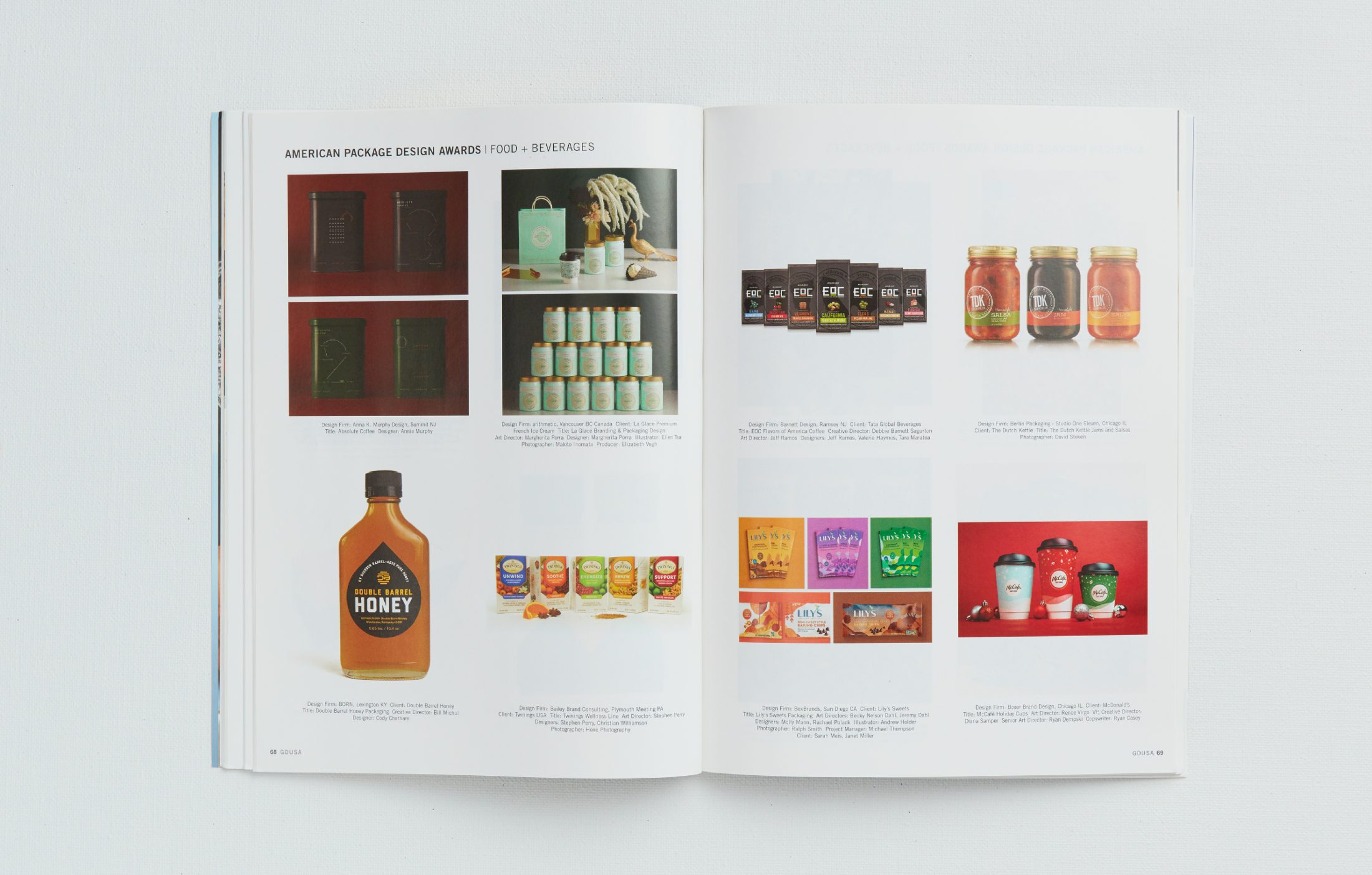 GD USA April 19 Magazine featuring branding and packaging design for La Glace ice cream.