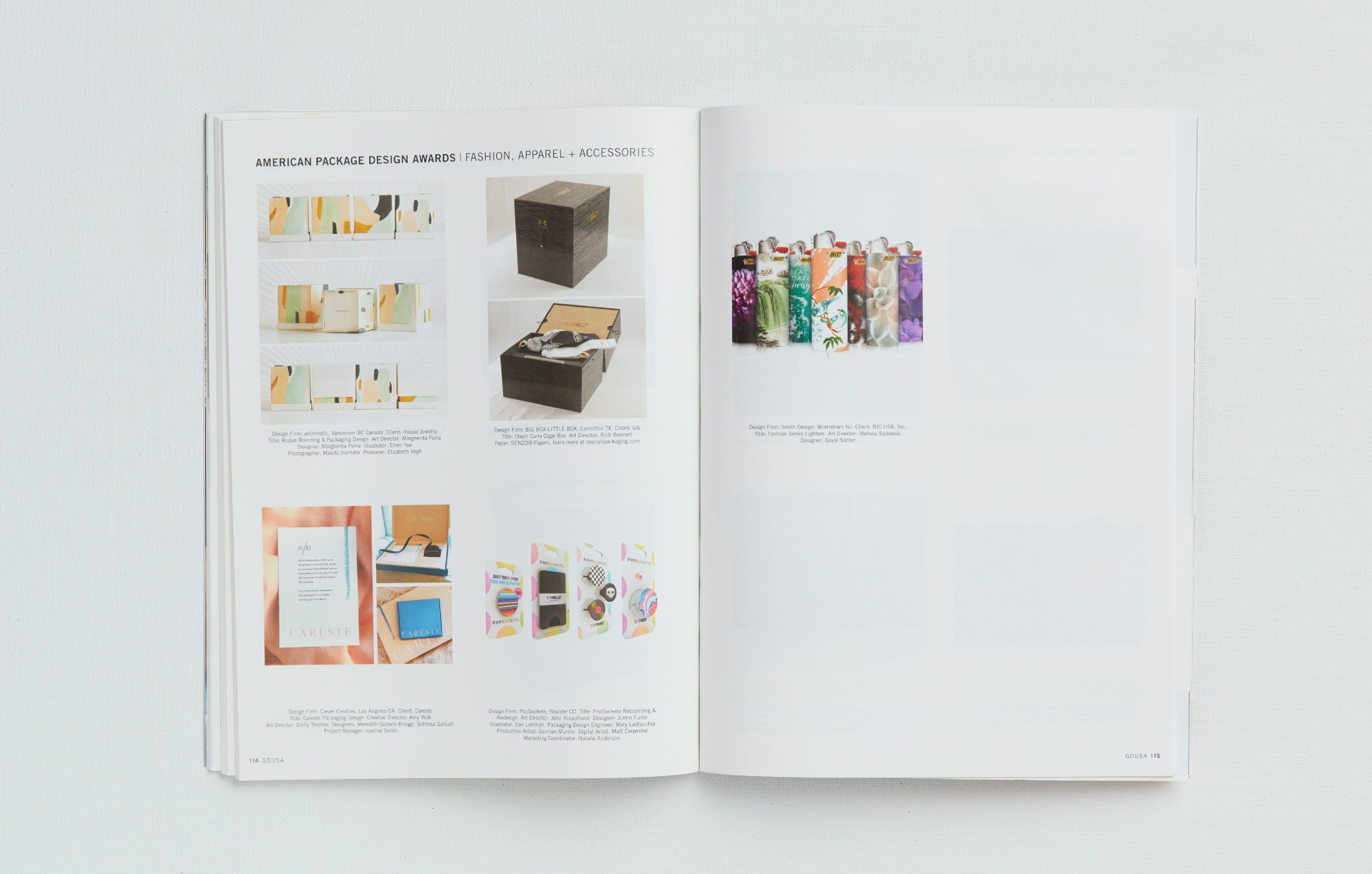 GD USA April 19 Magazine featuring branding and packaging design for jewelry brand, Roque.