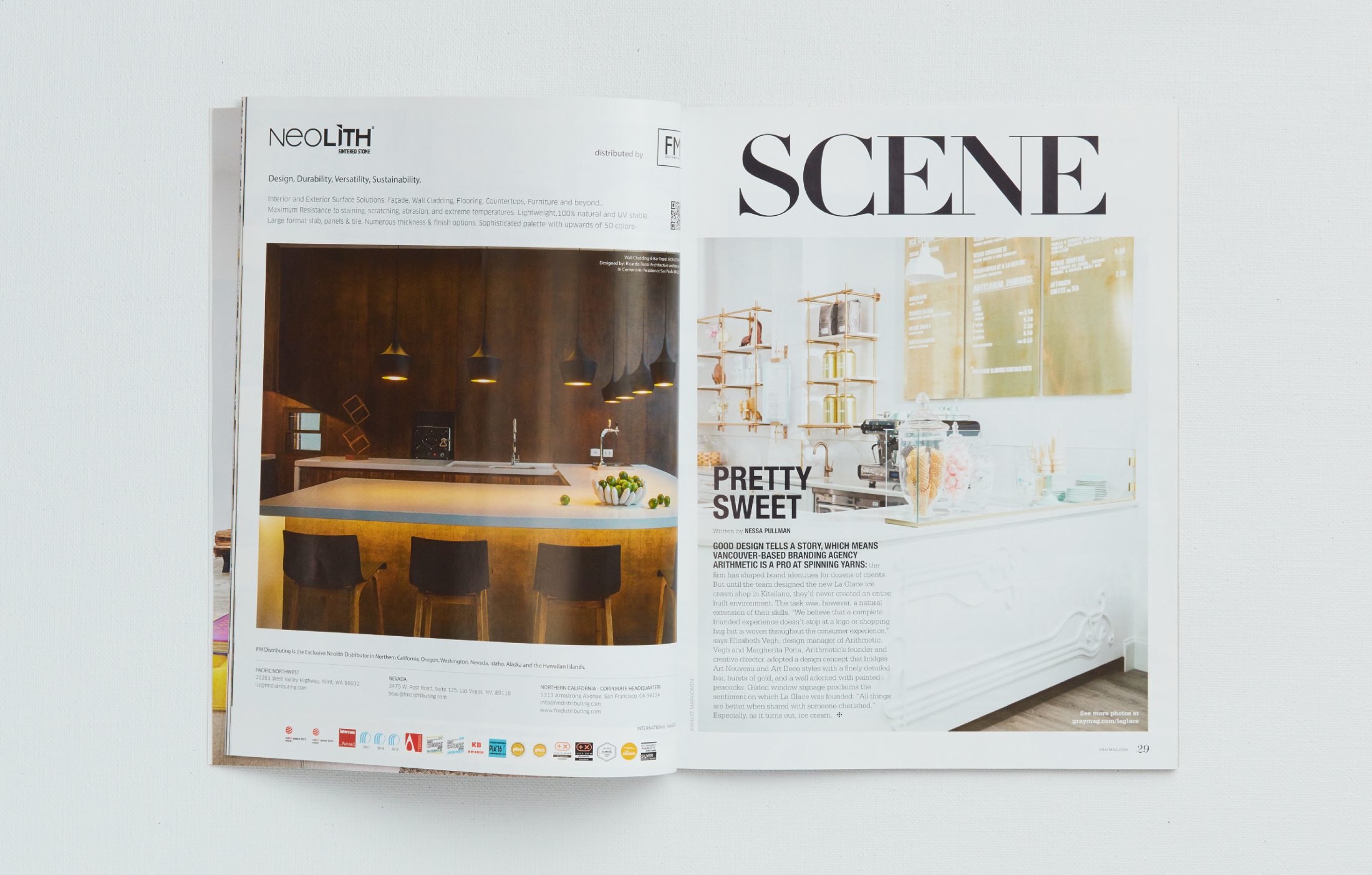 Gray Magazine 38 featuring interior design for La Glace ice cream shop.