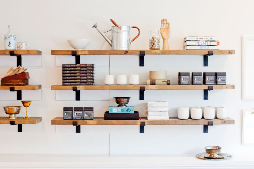 Shelves and menu within interior design for cafe restaurant, Nourish