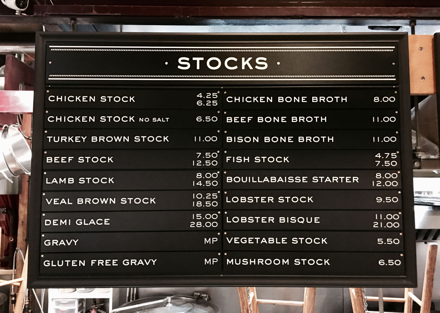 Signage design and food packaging for heritage food & beverage brand, Stock Market on Granville Island