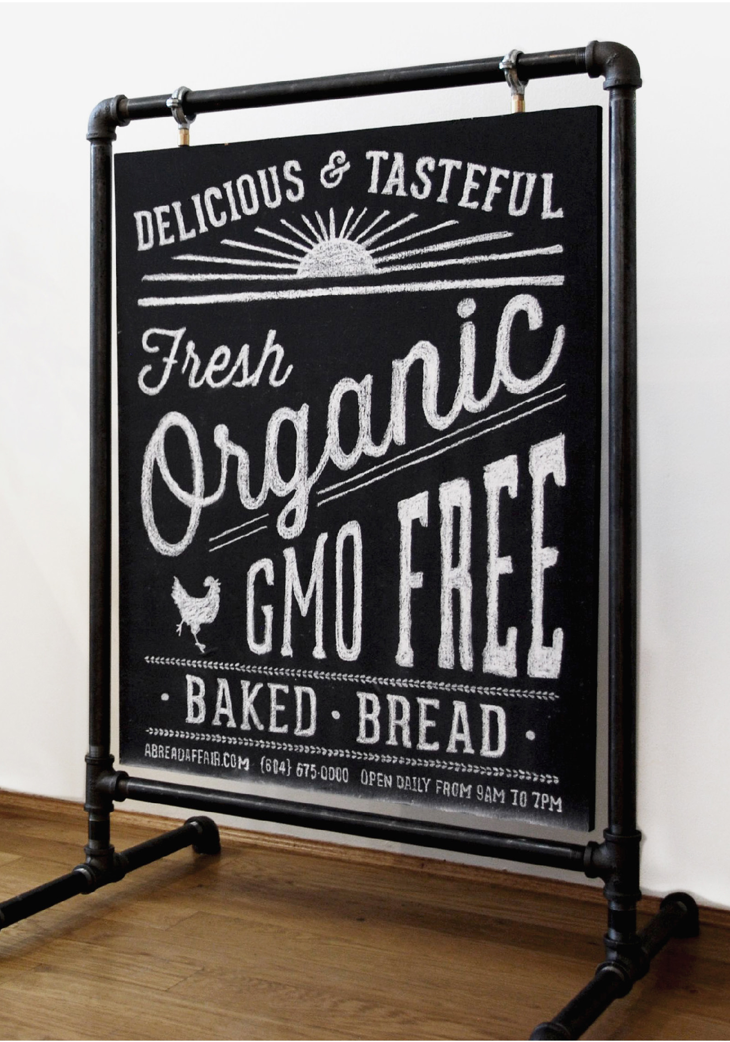 Signage program design for A Bread Affair Bakery.