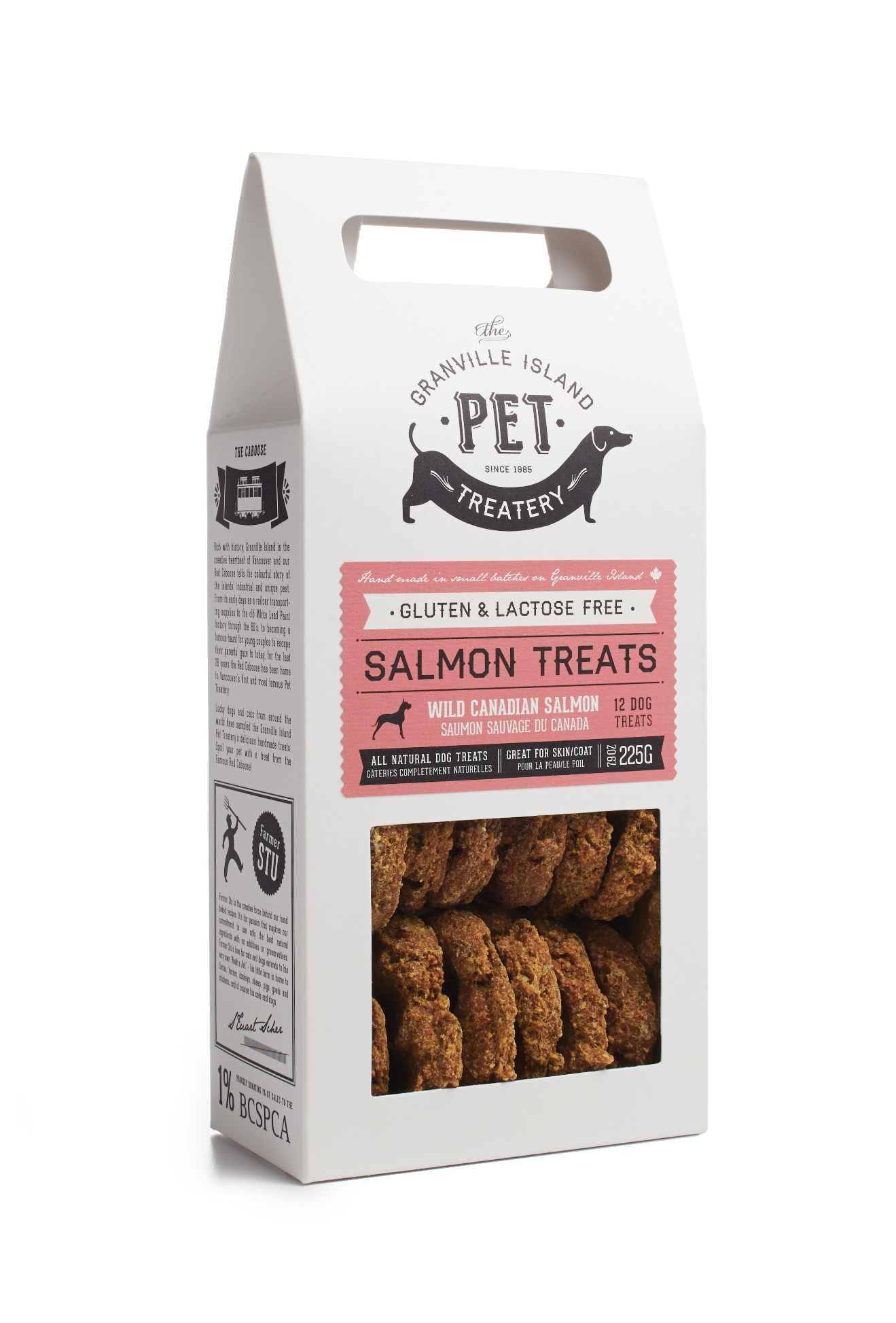 Packaging and branding for pet food brand Granville Island Pet Treatery.
